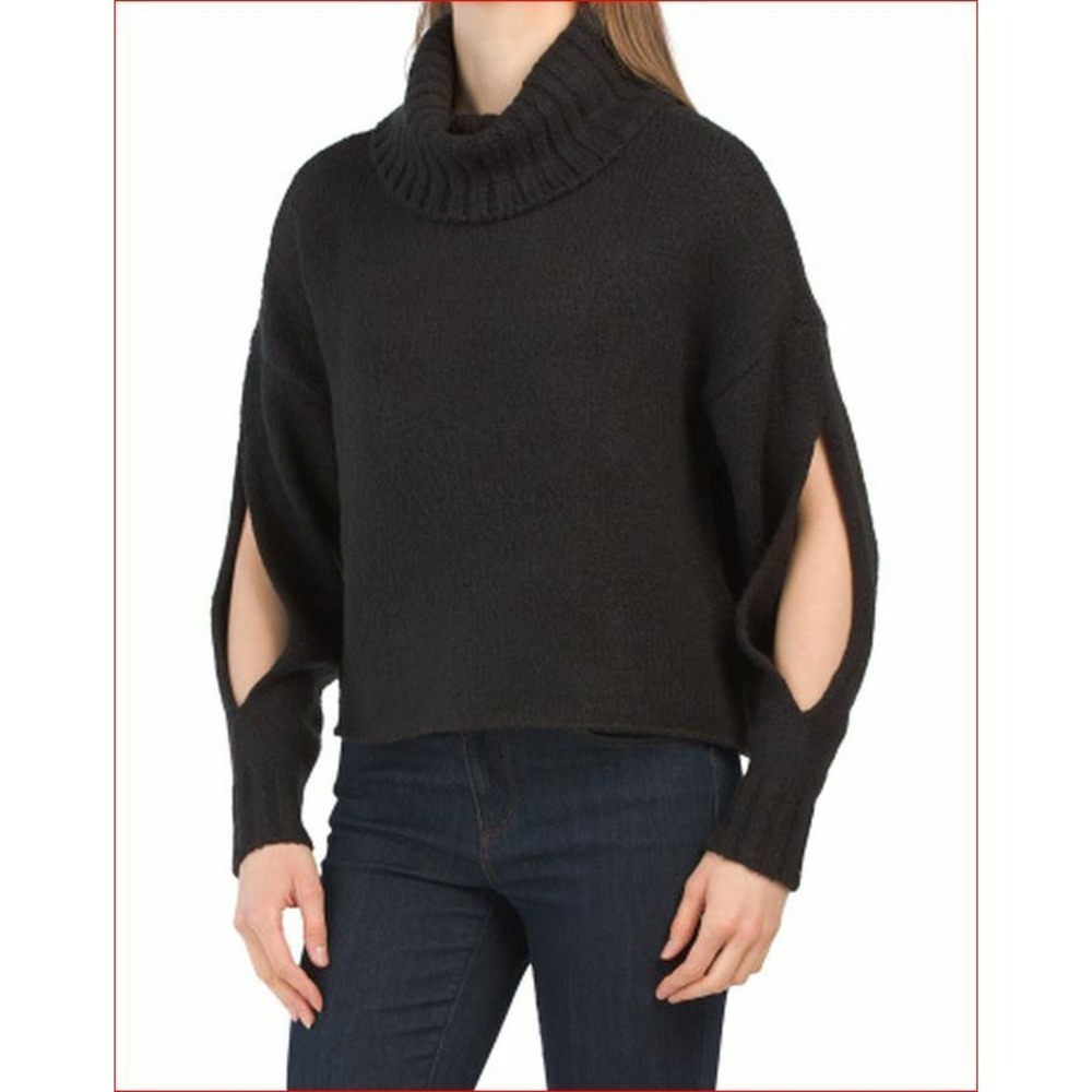 Kendall + Kylie women sweater Mossy Cowl Arm Slit 4000059043 black sz XS $99